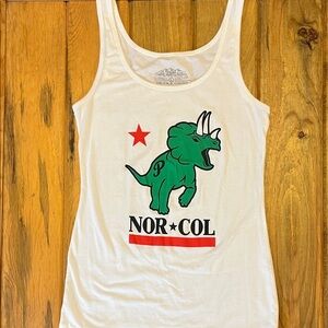 NOR•COL White Tank with Green Triceratops Graphic